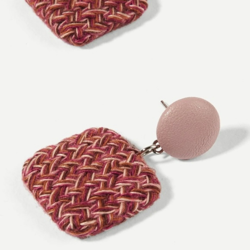 MOD Pink Braided Drop Earrings - Picture 4 of 5